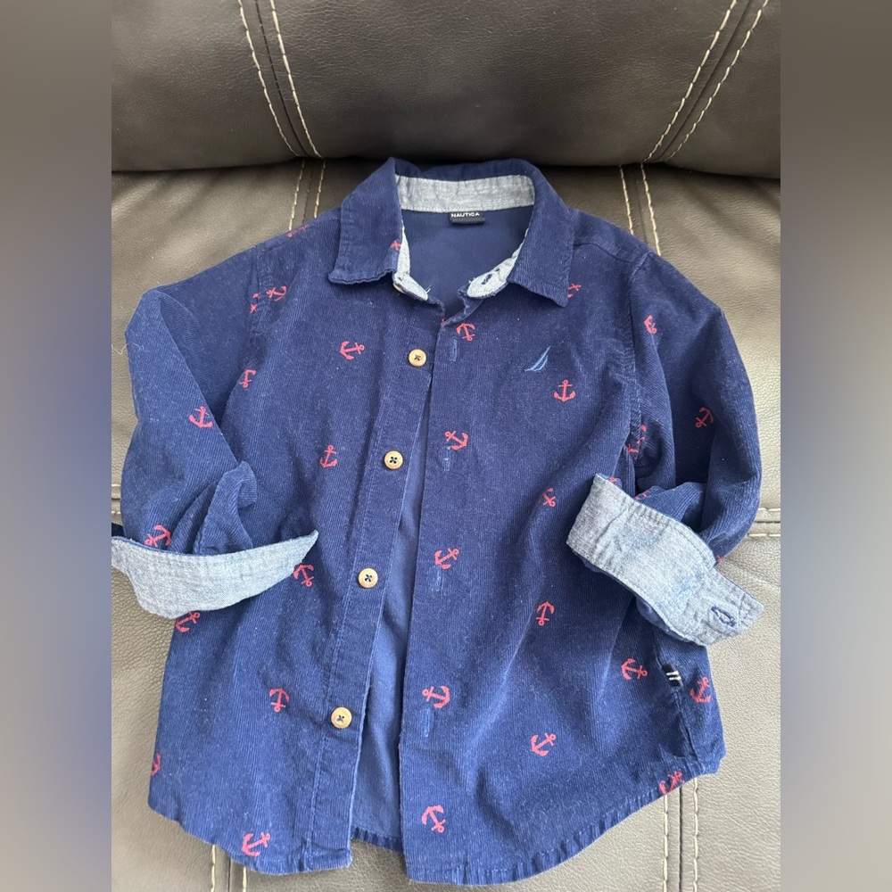 Nautica Dark Blue Shirt with Gray Trim